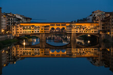 Ponte Vecchio Bridge In Florence At Night, Italy