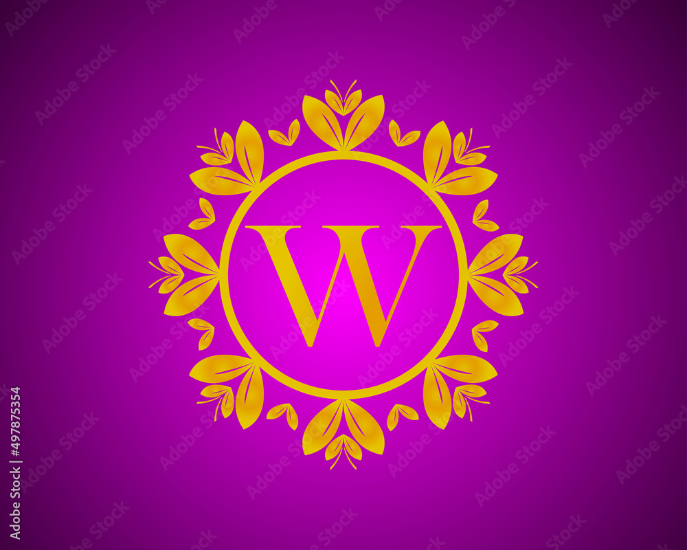 Alphabet W luxury logo design with gold color gradation and gold leaf ...