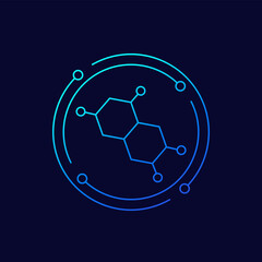 Sticker - hormone icon with a molecule, linear design