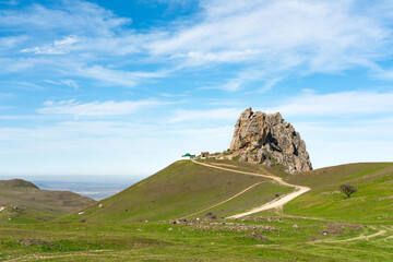 Wall Mural - Rocky peak of holy mountain Beshbarmag located in Azerbaijan