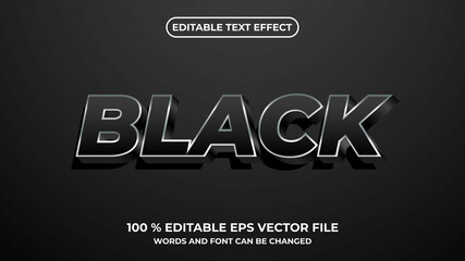 Editable text effect black glossy style