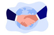Hands of business partners making successful deal. Introduction of businessmen, handshake flat vector illustration. Relationship, partnership, agreement concept for banner or landing web page