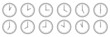 Set of clock icons for every hour. Isolated. Vector EPS 10