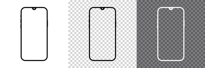 Wall Mural - Smartphone templates set. Phone mockup with empty and white screen. Vector EPS 10