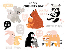 Mother's Day Hand Drawn Style Clipart. Vector Illustration.