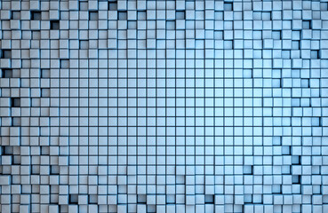 Wall Mural - 3D rendering dynamic cubes abstract background with space for text, business, science, technology concept illustration.