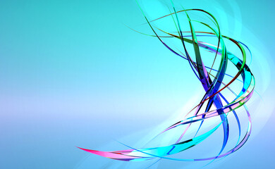 Wall Mural - Abstract twisting glossy shapes, 3D rendering illustration.