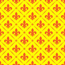 Vector Illustration Yellow Seamless Background With Lily (fleur De Lys) For Print Fabric Or Poster