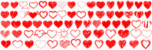 Red Hearts Isolated Elements, Flat Style, Valentine's Day, Love, Vector