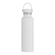 Thermo bottle. Metal water thermo flask mockup. Stainless steel travel thermos for hot tea. Realistic thermal container template design. Realistic reusable outdoor camping vacuum can