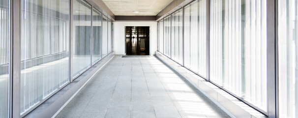 Wall Mural - Empty long corridor in the modern hospital