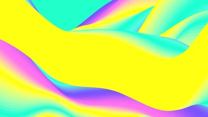 Poster - Looped animation. Abstract colorful wavy background in bright rainbow colors. Modern colorful wallpaper. 3d rendering.