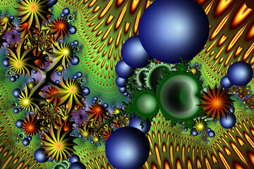 Wall Mural - 3d fractal illustration. Abstract fractal in bright and colorful color. Abstract forms.