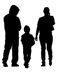 Wall Mural - Families with little child on white background