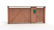 © denlog - Old wooden gate render on a white background. 3D rendering