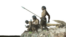 Caveman Tribe People's Render 3d On White Background