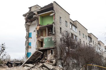 Poster - War in Ukraine. Ruined houses of Borodianka, Ukraine