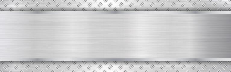 metal texture wide. silver polished backdrop. glossy steel with bright frame. titanium plate with li