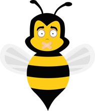 Vector Illustration Of A Cartoon Bee Character With Adhesive Bands On The Mouth