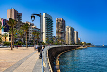 Lebanon. Beirut, Capital Of Lebanon. The Corniche Beirut (seaside Promenade)