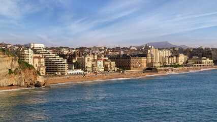 Wall Mural - Biarritz, the famous resort in France. Panoramic view of the city and the beaches.