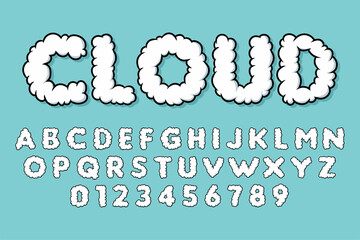 Alphabet Cloud Bubble Cute Typography Set concept Cartoon Vector