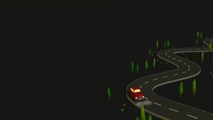 Wall Mural - 3D animation - Animation of a red car running on a night road.
It runs forever without interruption.