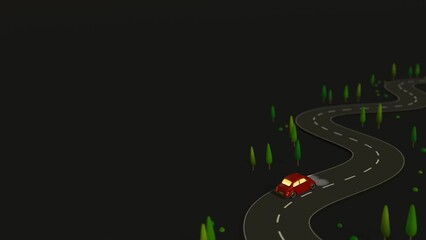 Wall Mural - 3D animation - Animation of a red car running on a night road.
It runs forever without interruption.