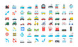 © Stalvalki - All Transport Emoticons Collection. Marine, Delivery, Railway, Airways, Emergency cars Emoji icons set. All Transport Emojis in one set