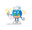 fish bowl with fireworks mascot. cartoon vector