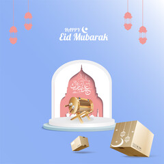 Wall Mural - Eid Mubarak greeting social media post template