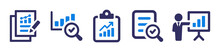 Result Report Icon Set. Review Document Icon Vector Illustration. Business Analysis Concept.