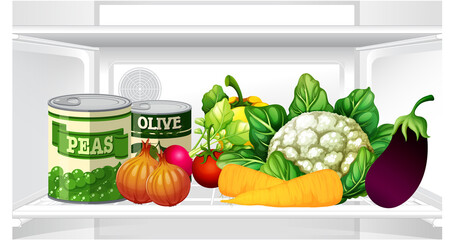 Wall Mural - An inside the refrigerator with vegetable