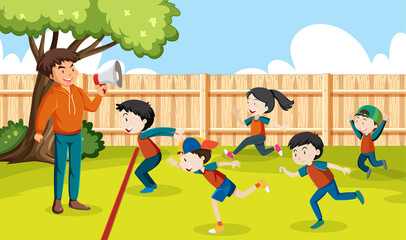 Poster - Kids playing red light green light game