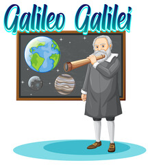 Poster - Portrait of Galileo Galilei in cartoon style