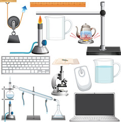 Wall Mural - science experiment with many tools
