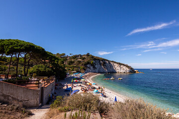 View on famous Padulella beach, Portoferraio, Island of Elba, Italy 