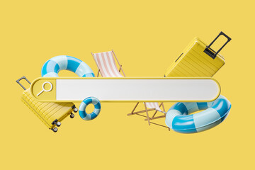 Poster - Search field for summer vacation, ticket and booking concept. Mockup