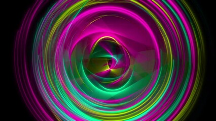 Wall Mural - animated video of glowing abstract spirals appear, rotate, then fade to black