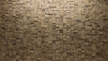 Polished, Rectangular Mosaic Tiles Arranged In The Shape Of A Wall. Natural Stone, Semigloss, Bricks Stacked To Create A 3D Block Background. 3D Render