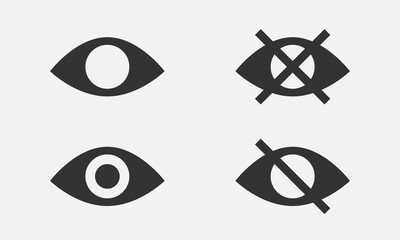Poster - Set show password icon, eye symbol. Vector vision hide from watch icon. Secret view web design element.