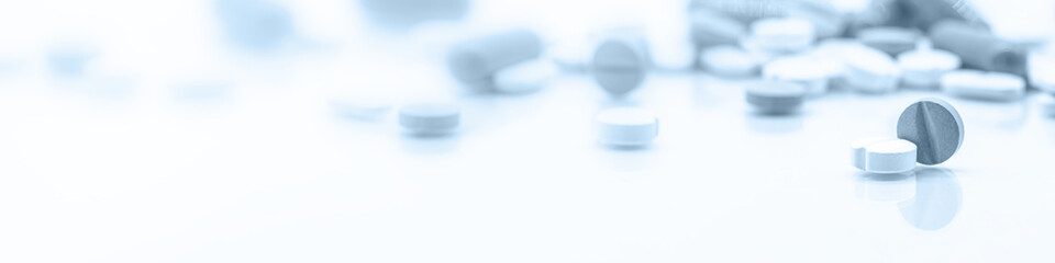 banner or header with medicine and medical equipment