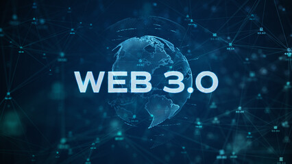 Aufkleber - web 3.0 background concept, technology digital of decentralized social network connection, 3d render