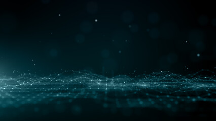 Aufkleber - digital data network with lines and dots connection, technology network and social connection abstra
