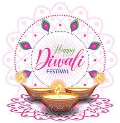 Wall Mural - happy diwali indian festival banner