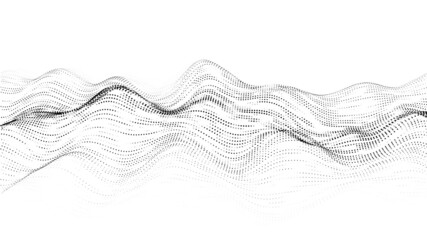 Poster - Digital dynamic wave of particles. Vector abstract white futuristic background. Big data visualization.