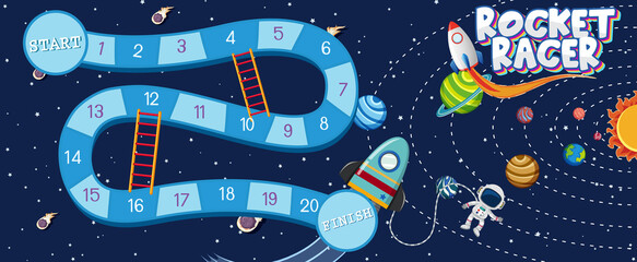 Wall Mural - game template with space theme background