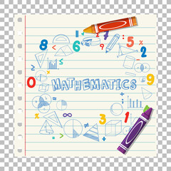 Poster - Doodle math formula with Mathematics font on notebook page