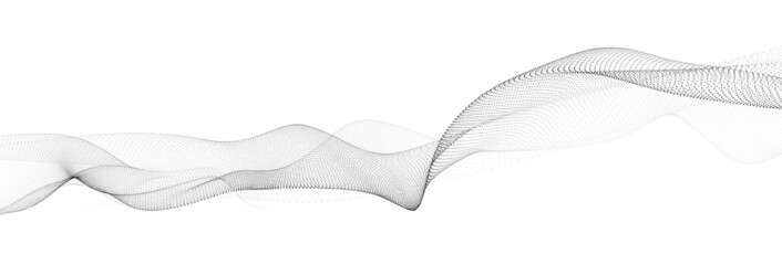 Wall Mural - Abstract dynamic smooth wave. Sound wave concept. Futuristic particle flow on a white background. Digital impulse equalizer technology. Vector illustration.