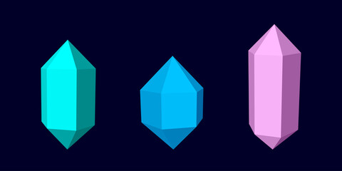 Poster - set of color hexagon prism. 3d geometric forms crystal. realistic isolated model. vector isometric s